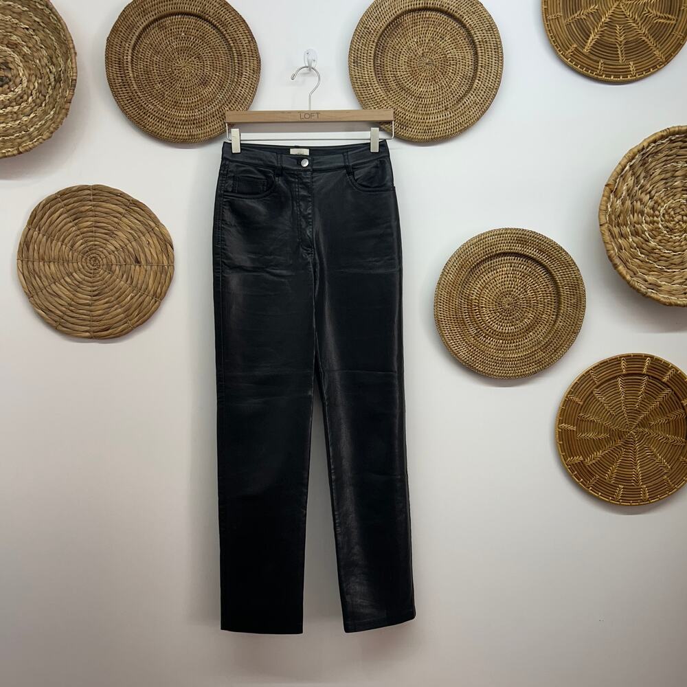Aritzia Wilfred Neutral Minimalist Faux Leather Straight Leg Pant 2